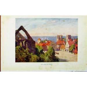   Colour Plate Sweden 1927 City Visby By A Heaton Cooper