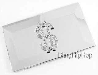 Iced Chrome Hip Hop Bling DOLLAR $ Business Card Holder  