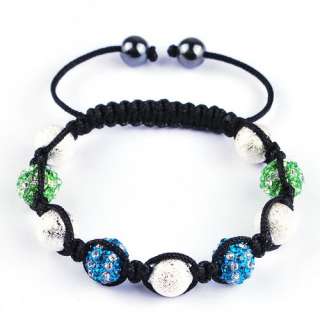  Macrame Bracelets Disco(4p) Rhinestone Crystal Ball Beads Hip Hop