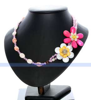 Amazing 20 Picasso Jade Pearl Flower Necklace  FINDINGJEWELRY 