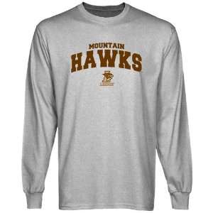  Lehigh Mountain Hawks Ash Logo Arch Long Sleeve T shirt 
