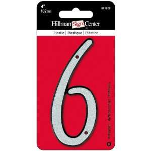   Hillman Group 841608 4 Inch Nail On Reflective Plastic House Number 6