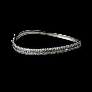  Silver Crystals Wavy Bangle Bracelet Jewelry