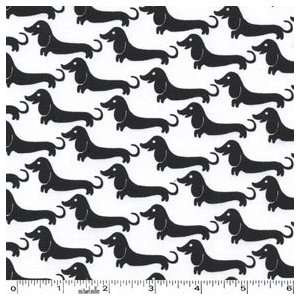  Weiner Dogs Black on White Fabric Three Yards (2.7m 