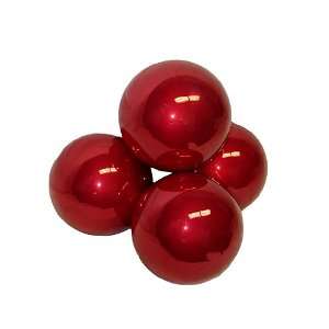 Set of 4 Candy Apple Red Pearl Glass Ball Christmas Ornaments 3.25 