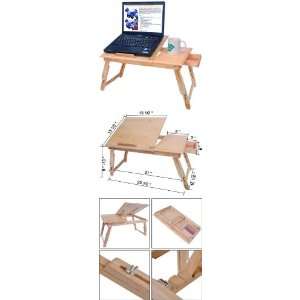  Adjustable Wood Mobile Laptop Desk with Drawer Office 