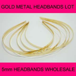 50 WHOLESALE LOT GOLD METAL HEADBAND HAIR ACCESSORY 5mm  