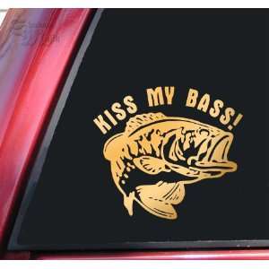  Kiss My Bass Fishing Vinyl Decal Sticker   Mirror Gold 
