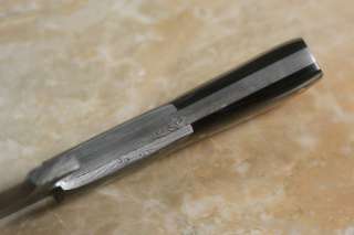 Custom damascus hunting knife. Horn handle. Full tang blade.Top sheath 