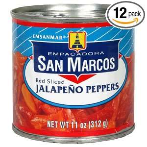 Empacadora San Marcos Red Sliced Jalapeno Peppers, 11 Ounce Cans (Pack 