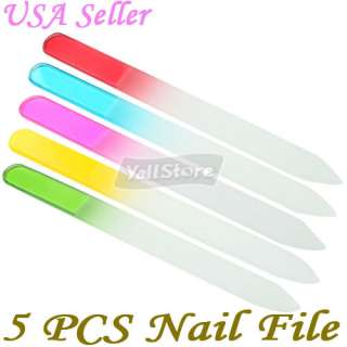   PCS Crystal Glass Nail Files 5.5 Medium Sized (5 Pure Colors)  