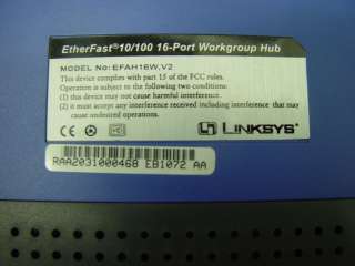 Linksys EtherFast 10/100 16 Port Hub EFAH16W V2 REPAIR  