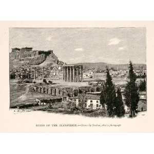  1894 Print Ruins Olympieion Column Olympian Zeus Athens 
