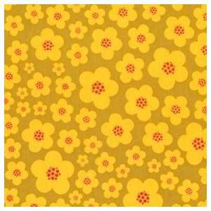    Michael Miller Blossoms Mustard Fabric Arts, Crafts & Sewing