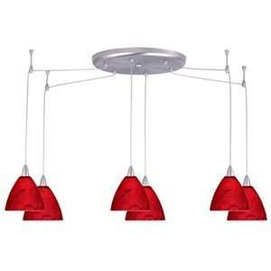   Mia Contemporary / Modern Six Light Pendant with Magma Glass from