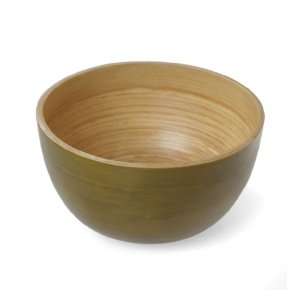 Bamboo and Lacquer. No Hot Foods or Liquids. Green Bowl Deep, Round 