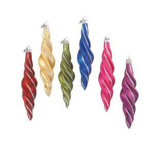  Icicle Ornament Glass 6 Assorted Colors Set of 12