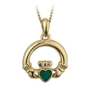  Gold Plated and Enamel Claddagh Necklace   Made in Ireland 