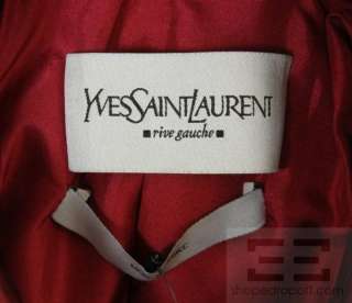 Yves Saint Laurent Maroon Silk Leather Button Flounce Jacket F36 