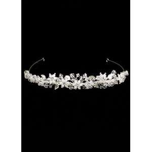  Crystal Tiara with Rhinestone Flowers 