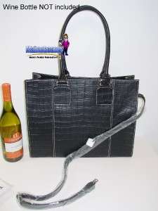 Wilsons Leather All in One Large CROC Black Tote Bag + laptop case $ 