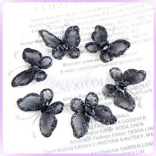 50 Stocking Butterfly Wedding Decorations 3x2cm Black  