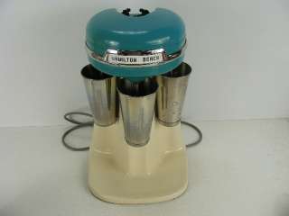   Hamilton Beach teal green/cream 3 shake malt mixer commercial machine
