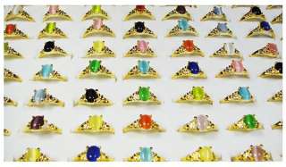   wholesale lots 50pcs Multicolor Malay Jade gold rings 