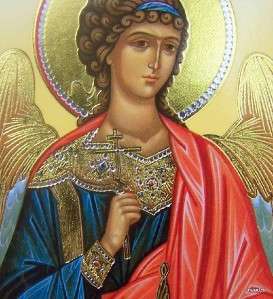 Guardian Angel Gold Russian Wood Icon Picture Plaque  