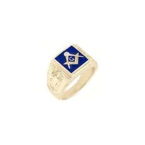  Blue Square Masons Masonic Ring 18kt Gold EP Size 9 14 