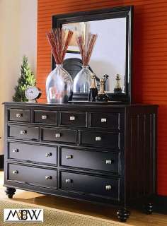 Distressed Black 9 Drawer Vanity Dresser w/ Wall Mirror  
