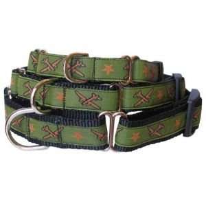    Airplane & Stars Martingale Dog Collar in Green