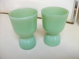 TWO (2) Jadeite FIRE KING egg cup s vtg anchor hocking jade green 