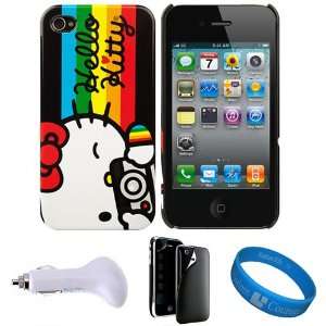   iPhone 4S + Privacy Screen Protector + White USB Car Charger