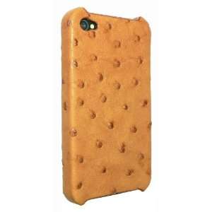 Apple iPhone 4 Handmade Genuine Ostrich Leather Snap On Case, Mocha 