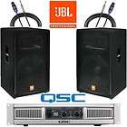 JBL JRX 115 JRX115 15 2 Way Speaker PA + QSC AMP GX3