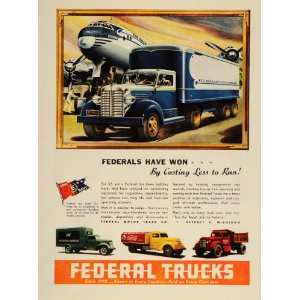 1946 Ad Federal Trucks Pan Am Clipper Airplane Tarmac 