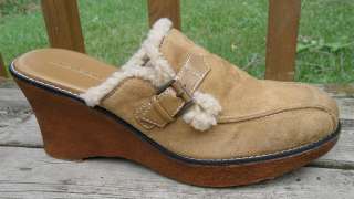 Womens Tan Lower East Side Suede Mules Shoes FUR 11  