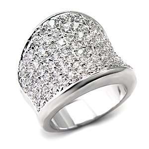     Italian Design Sparkling Pave CZ Right Hand Ring   Size 6 Jewelry