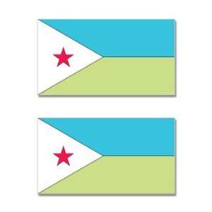 Djibouti Country Flag   Sheet of 2   Window Bumper Stickers