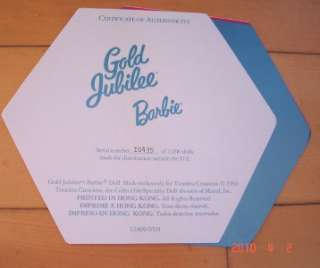 Gold Jubilee Barbie. 1994 Limited Edition, Created for Barbie Dolls 