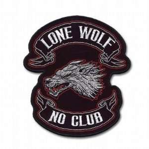  LONE WOLF NO CLUB LARGE BACK Quality Biker Vest Patch 