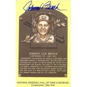  Johnny Bench Autograph / Signed Baseball HOF Plaque 