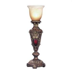 Living Well 4108BU Burnt Umber Table Torchiere with Alabaster Glass