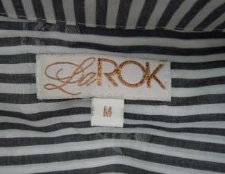 LaRok White Gray Stripes Skull Ruffle Cotton Dress Medium  