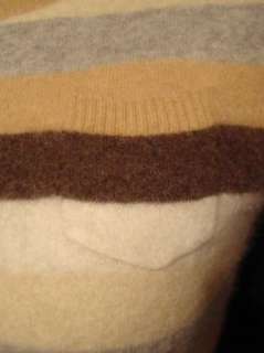 BANANA REPUBLIC Cap Sleeve Tan Stripe 100% Angora Sweater Top  