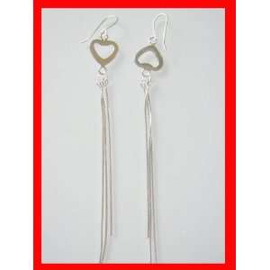  Liquid Silver Heart Earrings Solid Sterling Silver#0189 
