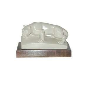  Penn State  Lion Statue  Tan Ceramic on Wood Base