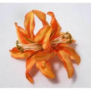  NEW Bright Orange Stargazer Asiatic Lily Flower Hair Clip 