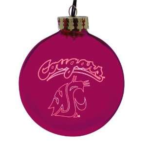 Pack of 2 NCAA Washington State Cougars Glass Ball Christmas Ornaments 
